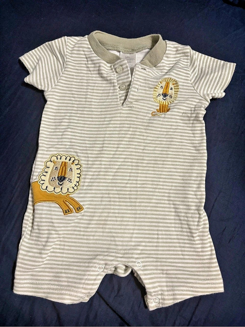 Baby Gap Striped Romper in Gray & White Like New
